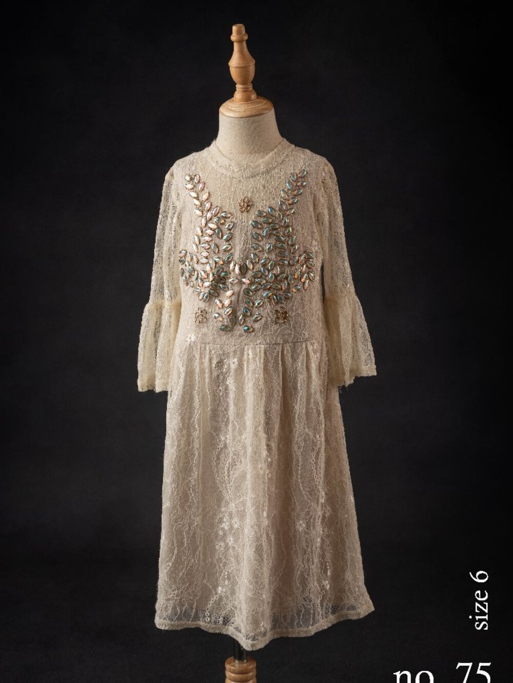 Beaded boho Joyfolie dress, cream lace, size 6